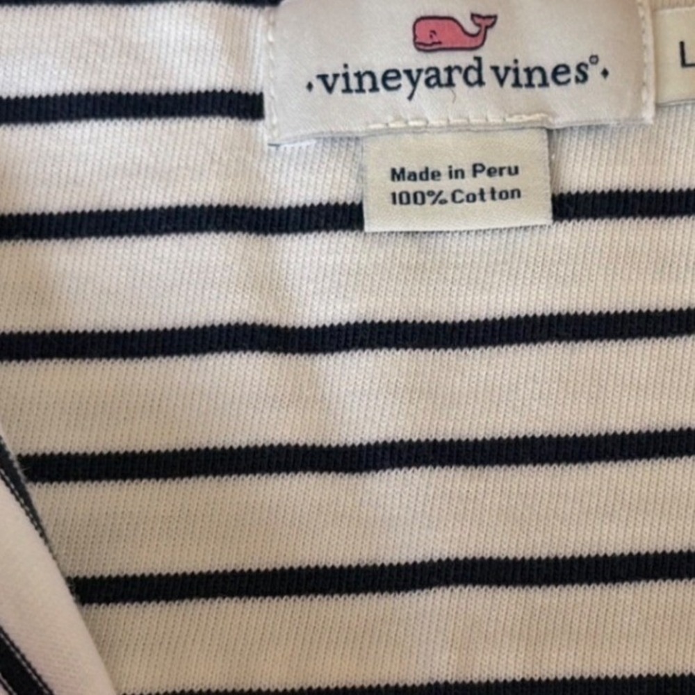 Vineyard Vines Shep Shirt Pullover Women L White Striped Excellent Thumbholes - Picture 2 of 8